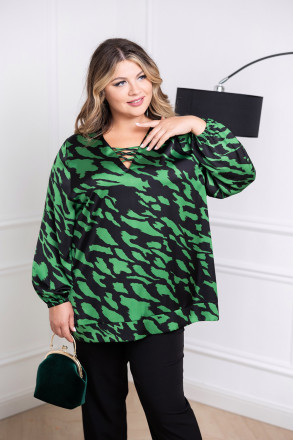 Блузка 15166 черно-зеленый